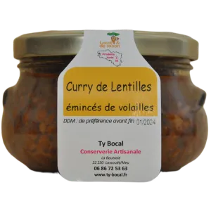 Curry de lentilles et émincé de volailles