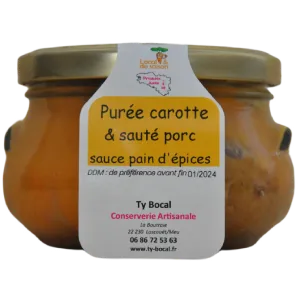 Purée carottes et sauté de porc sauce pain d’épice